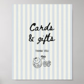 Soft Blue Stripes Babyduschkarten und Geschenke Poster (Vorne)