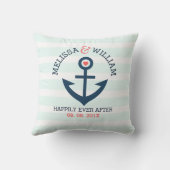 Soft Blue Stripes Navy Nautical Boat Anker Kissen Für Draußen (Rückseite)