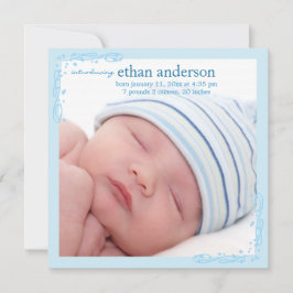 Soft Blue Swirl Baby Boy Foto Geburtsankündigung Ankündigung
