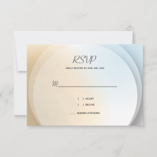 Soft Blue Tan Gold Abstrakt Romantic Beach Wedding RSVP Karte