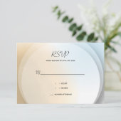 Soft Blue Tan Gold Abstrakt Romantic Beach Wedding RSVP Karte (Stehend Vorderseite)