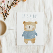 Soft Blue Teddy Bear sleepy Baby Dusche Einladung