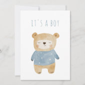 Soft Blue Teddy Bear sleepy Baby Dusche Einladung (Vorderseite)