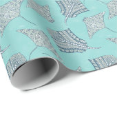 Soft Blue Tribal Stingray Geschenkpapier (Rolleneckpunkt)