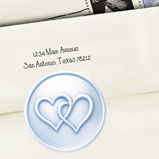 Soft Blue Two Hearts Intertwined Wedding Runder Aufkleber