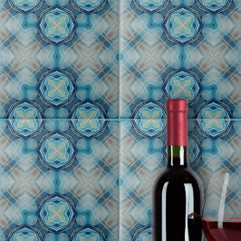 Soft Blue und Indigo Abstrakt Geometric Muster Fliese