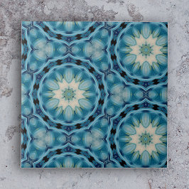 Soft Blue und Indigo Geometric Shapes floral Motif Fliese