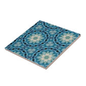 Soft Blue und Indigo Geometric Shapes floral Motif Fliese (Seite)