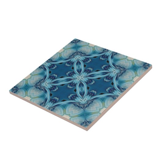 Soft Blue und Indigo Mosaic Geometric Muster Fliese (Seite)
