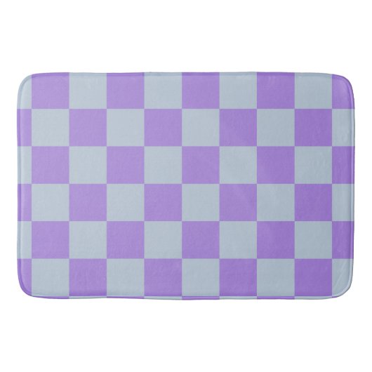 Soft Blue und Lavender Checked Badematte (Vorderseite)