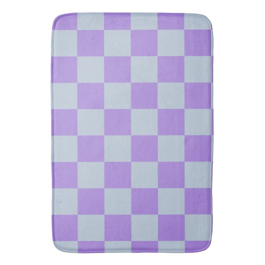 Soft Blue und Lavender Checked Badematte (Vorderseite Vertikal)