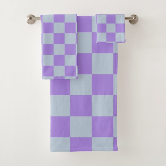 Soft Blue und Lavender Checked Badhandtuch Set (Insitu)