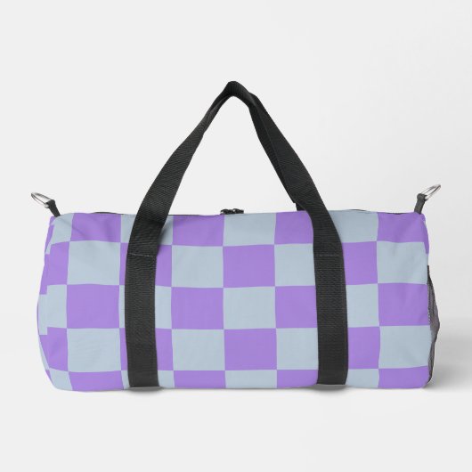 Soft Blue und Lavender Checked Duffle Bag (Vorderseite)