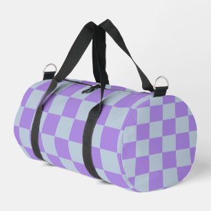 Soft Blue und Lavender Checked Duffle Bag