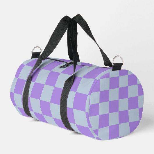 Soft Blue und Lavender Checked Duffle Bag (Linke Seite)
