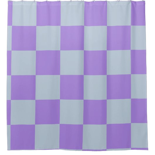 Soft Blue und Lavender Checked Duschvorhang (Vorderseite)