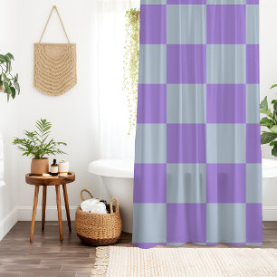 Soft Blue und Lavender Checked Duschvorhang