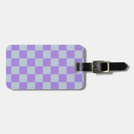 Soft Blue und Lavender Checked Gepäckanhänger (Vorderseite horizontal)