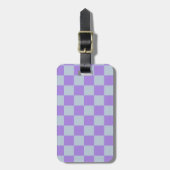 Soft Blue und Lavender Checked Gepäckanhänger (Vorderseite vertikal)