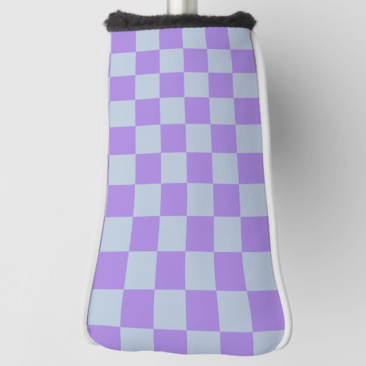 Soft Blue und Lavender Checked Golf Headcover (Rotieren 90)