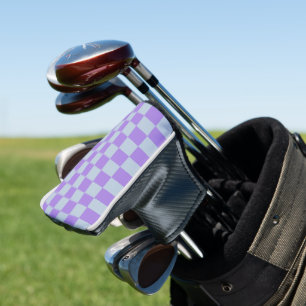 Soft Blue und Lavender Checked Golf Headcover