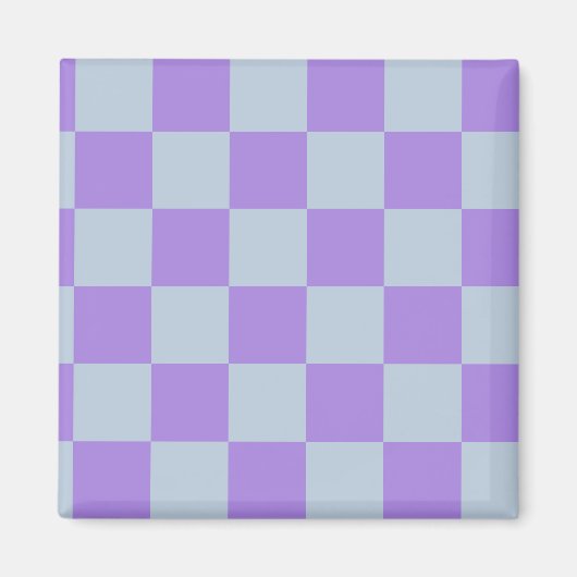 Soft Blue und Lavender Checked Magnet (Vorne)