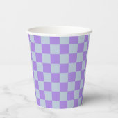 Soft Blue und Lavender Checked Pappbecher (Rückseite)