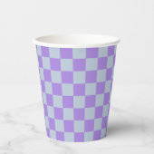 Soft Blue und Lavender Checked Pappbecher (Vorderseite)