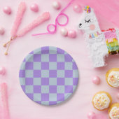 Soft Blue und Lavender Checked Pappteller (Party)