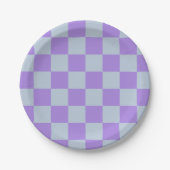 Soft Blue und Lavender Checked Pappteller (Vorderseite)