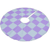 Soft Blue und Lavender Checked Polyester Weihnachtsbaumdecke (Schrägansicht)