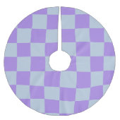 Soft Blue und Lavender Checked Polyester Weihnachtsbaumdecke (Vorderseite)