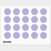 Soft Blue und Lavender Checked Runder Aufkleber (Blatt)