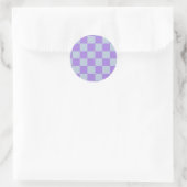 Soft Blue und Lavender Checked Runder Aufkleber (Tasche)