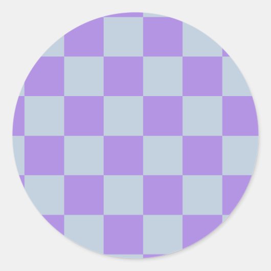 Soft Blue und Lavender Checked Runder Aufkleber (Vorderseite)