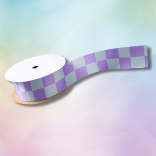 Soft Blue und Lavender Checked Satinband
