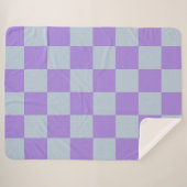Soft Blue und Lavender Checked Sherpadecke (Vorderseite (Horizontal))