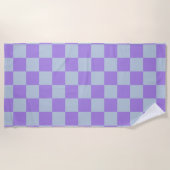 Soft Blue und Lavender Checked Strandtuch (Vorderseite)