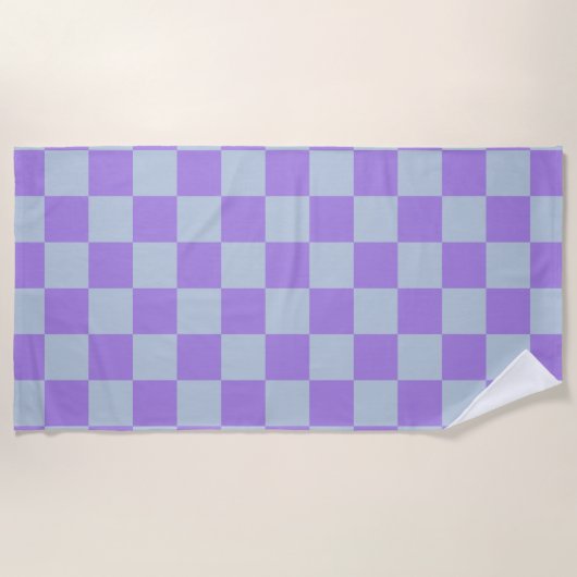 Soft Blue und Lavender Checked Strandtuch (Vorderseite)
