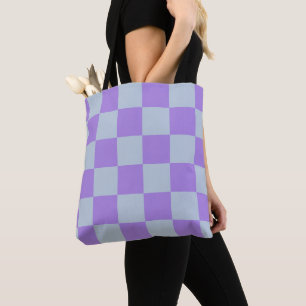 Soft Blue und Lavender Checked Tasche