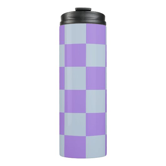 Soft Blue und Lavender Checked Thermosbecher (Vorderseite)