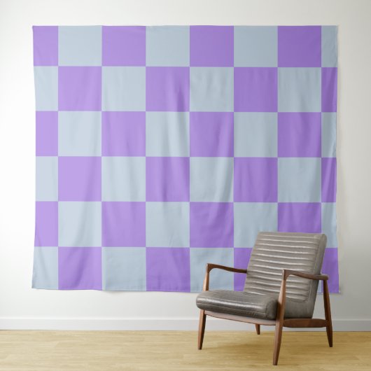 Soft Blue und Lavender Checked Wandteppich (Beispiel (Horizontal))