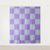 Soft Blue und Lavender Checked Wandteppich (Vorderseite)