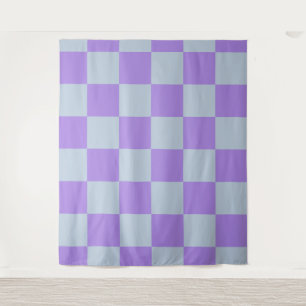 Soft Blue und Lavender Checked Wandteppich