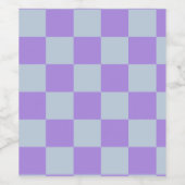 Soft Blue und Lavender Checked Weinetikett (Einzelnes Label)