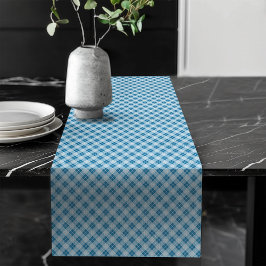 Soft Blue und Navy Kariert Runner für Tables Großer Tischläufer