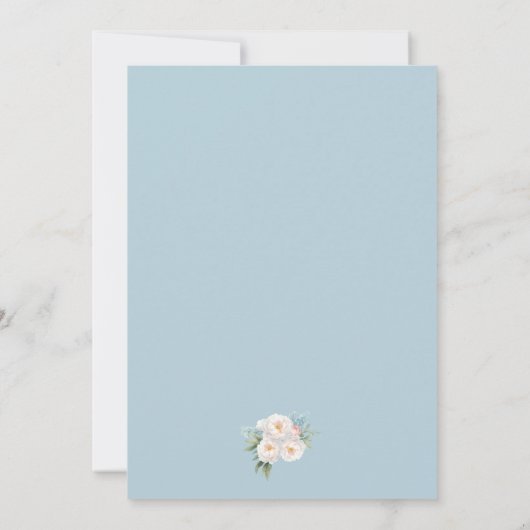 Soft Blue und Pink Blume Script WEDD Save The Date (Rückseite)