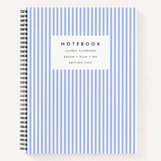 Soft Blue Vertikal Strip Notebook Notizblock (Vorderseite)