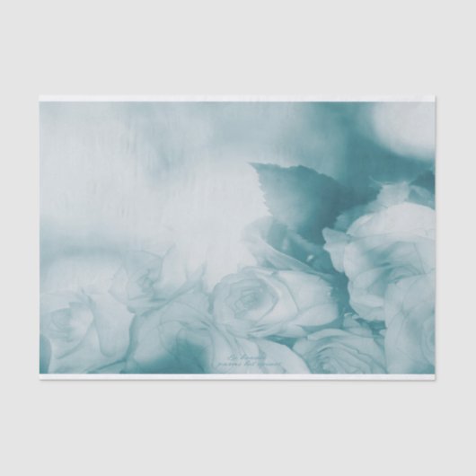 Soft Blue Vintag Floral Rose Seidenpapier (Vorderseite)