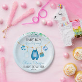 Soft Blue Watercolor Baby Clothesline Pappteller (Party)